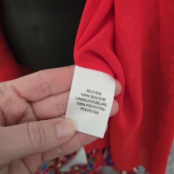 Tanya Taylor Kaylee Silk Red Wrap Blouse women's sz 6 Mixed Animal Print - Picture 7 of 11